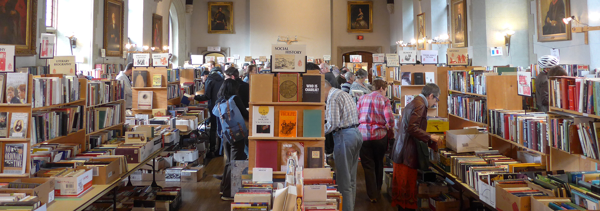 Shoppers at the Book Sale in Seeley Hall