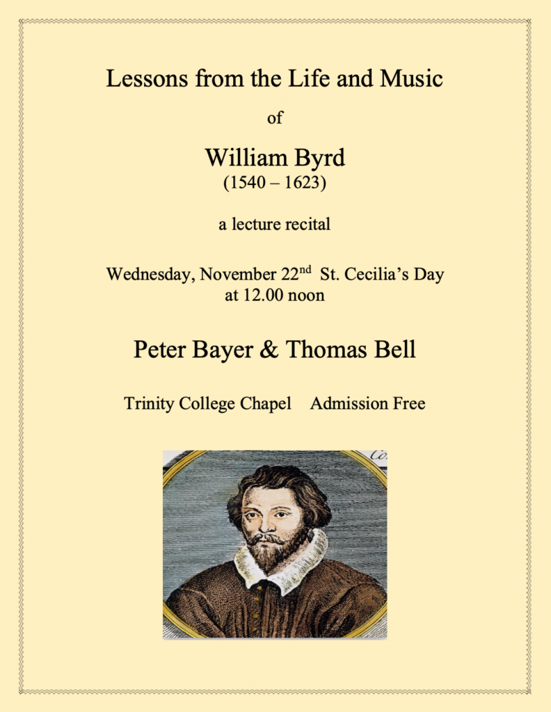 Poster for William Byrd Lecture and Recital